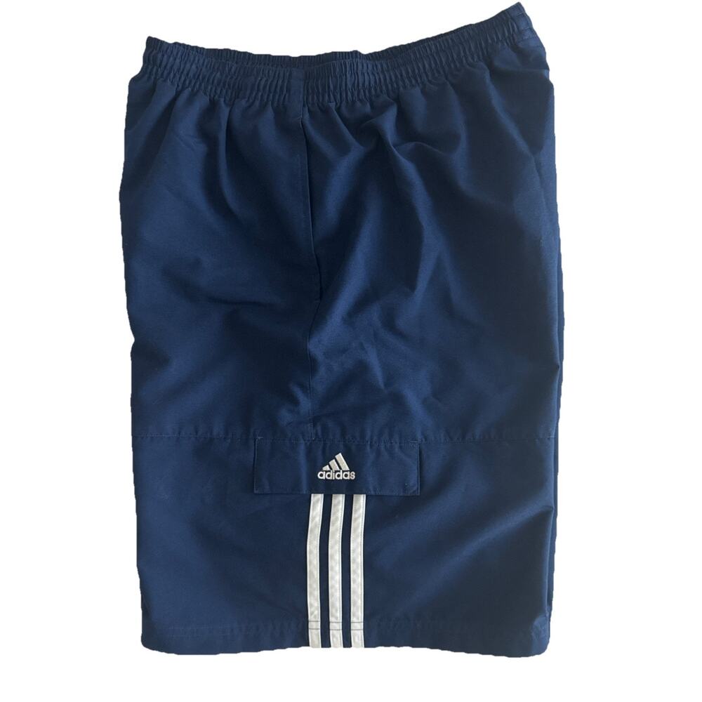 Adidas Vintage Y2K 2004 Shorts Navy White Stripes Pockets Drawstring Mens Large